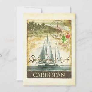 Vintage Retro Caribbean Caymanöarna Bröllop Inbjudningar