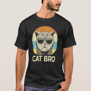 Vintage Retro Cat Bro Sunglasses Shirt Funny Broth T