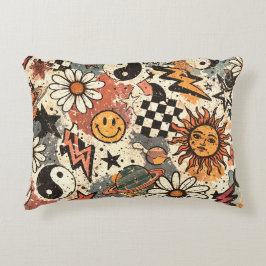 Vintage Retro Celestial Grunge Pattern Prydnadskudde