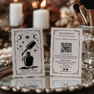 Vintage Retro Celestial Tarot Nails-konstnär QR-ko Visitkort