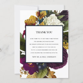 VINTAGE RETRO CHIC BURGUNDY FALL BLOMMIGT BRÖLLOP TACK KORT