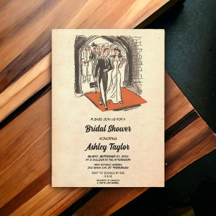 Vintage Retro Chic Romantic Couple Möhippa Inbjudningar