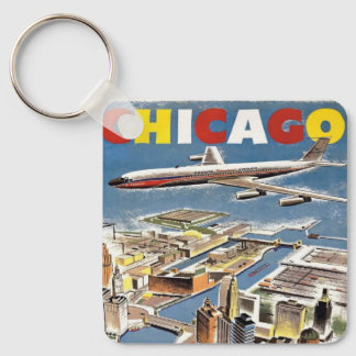 Vintage Retro Chicago-turistflygplan Nyckelring
