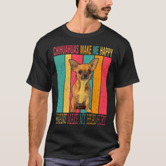 Vintage Retro Chihuahuas gör Lycklig till människa T Shirt