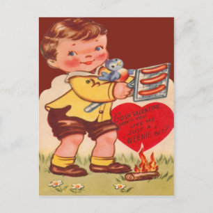 Vintage Retro Child Rosting Hett Hundar Valentine Helg Vykort