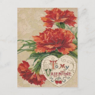 Vintage Retro Chrysanthemum Valentine Card Helg Vykort