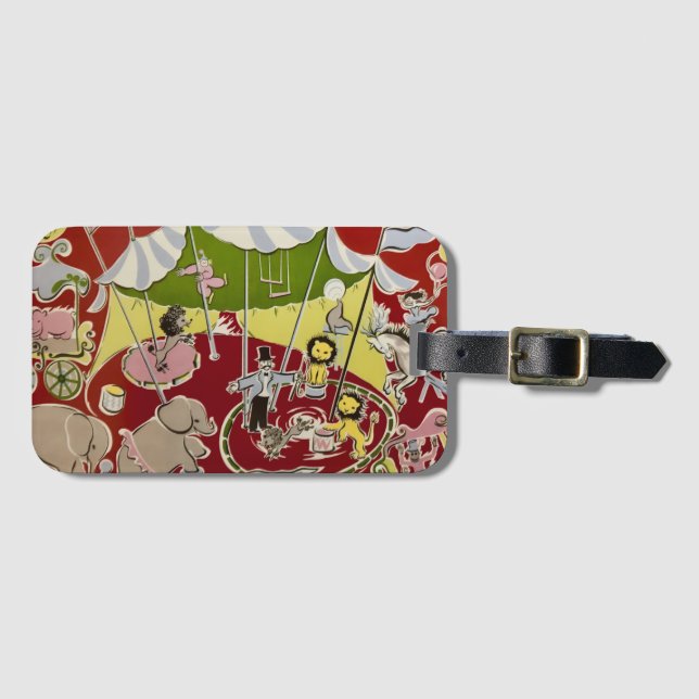 Vintage Retro Circus Animals Ring Theme Bagagebricka (Framsida horisontal)