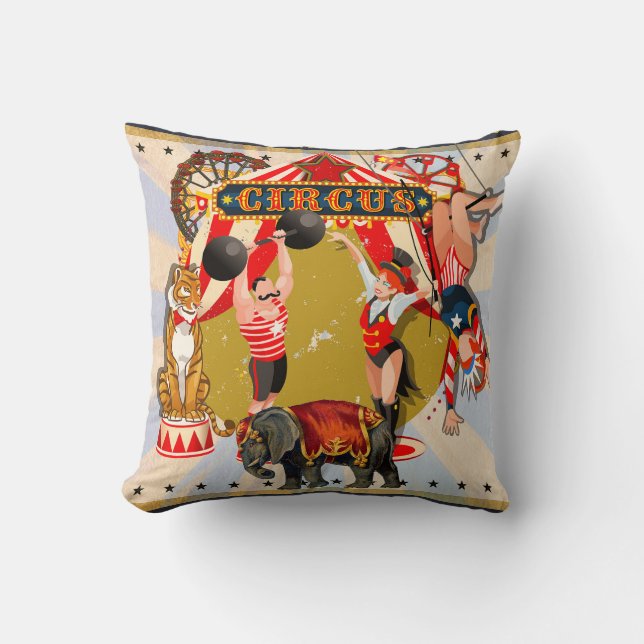 Vintage Retro Circus Kudde (Framsida)