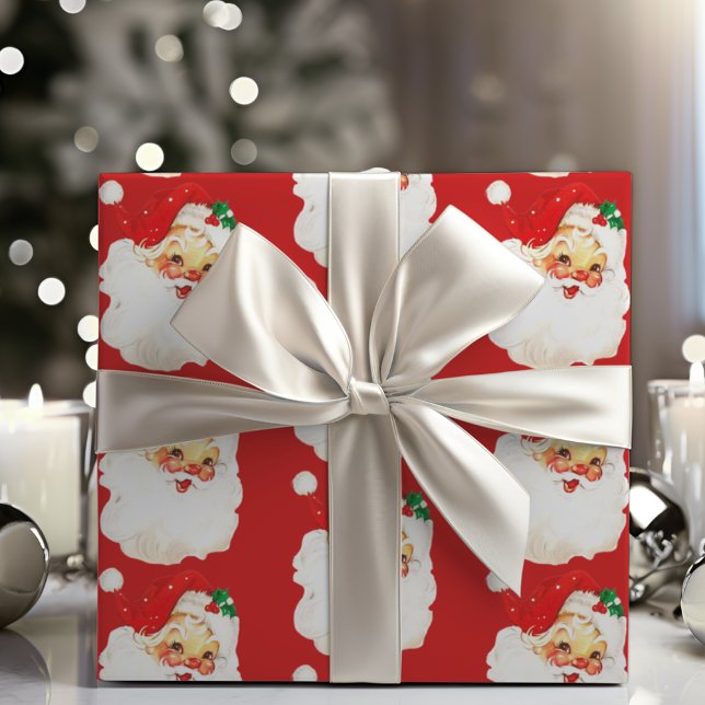 Vintage Retro Classic jultomte Presentpapper (Vintage Retro Classic Santa Christmas Wrapping Paper)