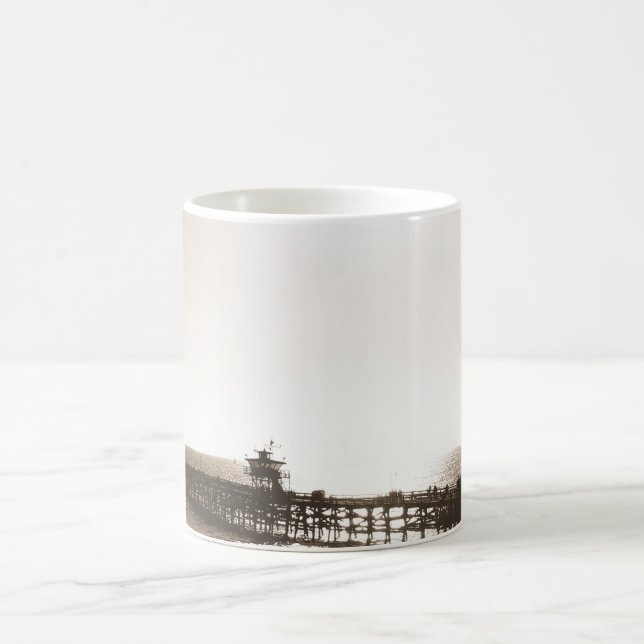 vintage retro clemente pier california sepia kaffemugg (Center)