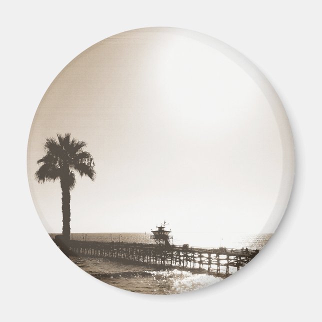 vintage retro clemente pier california sepia magnet (Framsidan)