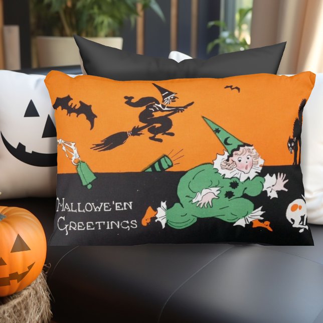 Vintage Retro Clown Girl Halloween Prydnadskudde (Vintage Retro Clown Girl Halloween Accent Pillow)