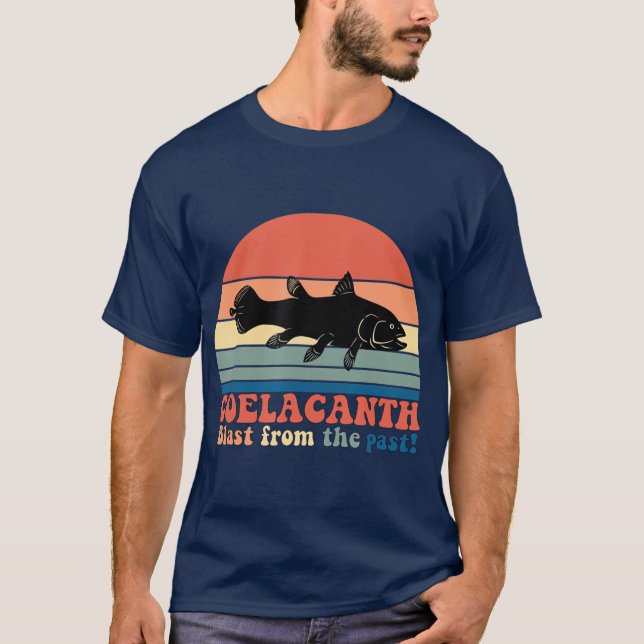 Vintage Retro Coelacanth Silhouette Sunset T Shirt (Framsida)