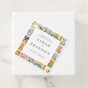 Vintage Retro Colorful Blommigt Bröllop Gåvor Etiketter