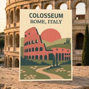 Vintage Retro Colosseum Rom Italien Rustik Resa Vykort