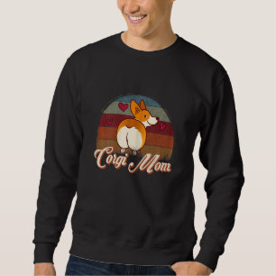 Vintage Retro Corgi Mamma Puppy Mamma Hund Mamma Lång Ärmad Tröja