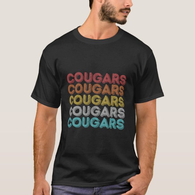 Vintage Retro Cougars T Shirt (Framsida)