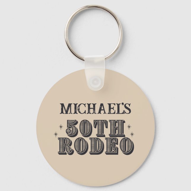 Vintage Retro Cowboy Rodeo 50:e Födelsedagsfesten Nyckelring (Framsida)