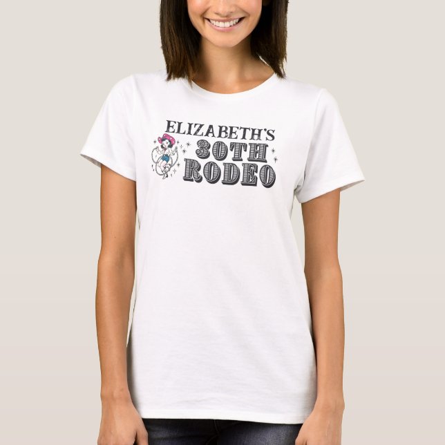 Vintage Retro Cowgirl 30th Birthday Party T Shirt (Framsida)