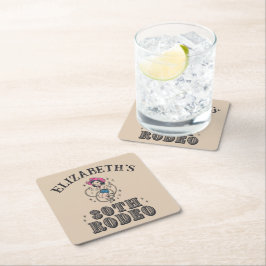 Vintage Retro Cowgirl 30th Birthday Party Underlägg Papper Kvadrat