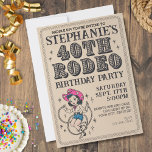 Vintage Retro Cowgirl 40:e födelsedagen Party Inbjudningar<br><div class="desc">En milstolpe firande har dykt upp med den här westerna 40:e rodeofödelsedagsinbjudan! Med retro rodeo vibes och en hel del western själ är inbjudan din biljett till en bra av en stam. Anpassa den med lätthet och få redot att skaka lite roligt!</div>