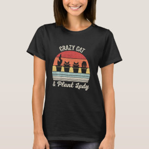 Vintage Retro Crazy Cat & Plant Dam Cactus Succul T Shirt