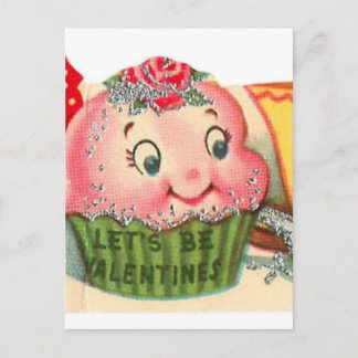 Vintage Retro Cupcoa och Tekopp Valentindagen Helg Vykort