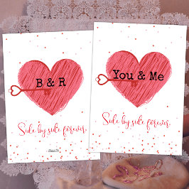 Vintage Retro Cute Kärlek Red Heart Valentines day Julkort