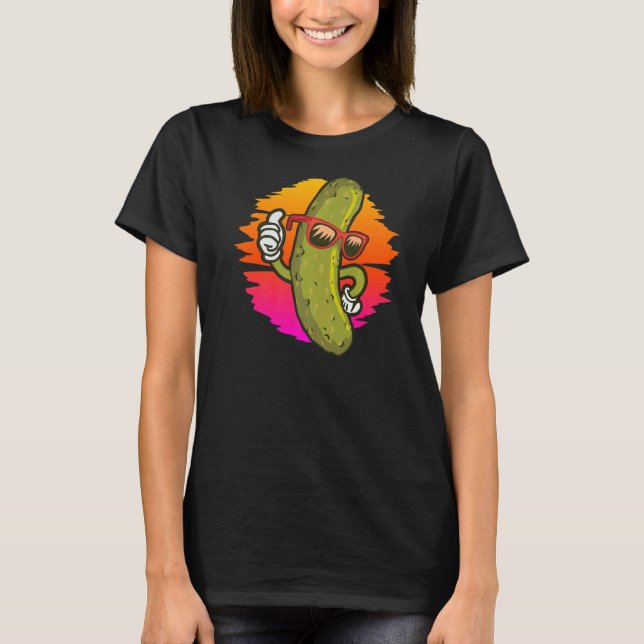Vintage Retro Cute Pickle T Shirt (Framsida)