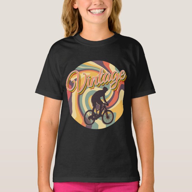VINTAGE RETRO CYCLING IN FÄRGTWIRL T SHIRT (Framsida)