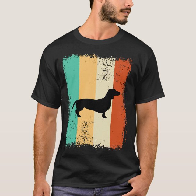 Vintage Retro Dachshund T Shirt (Framsida)