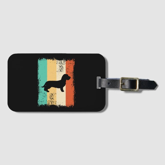 Vintage Retro Dachshund Wireh Bagagebricka (Framsida horisontal)