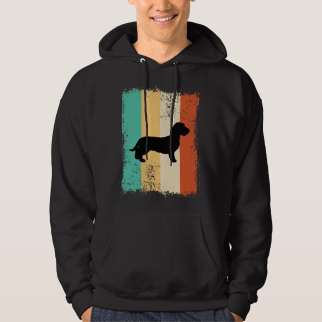 Vintage Retro Dachshund Wireh Hoodie (Framsida)