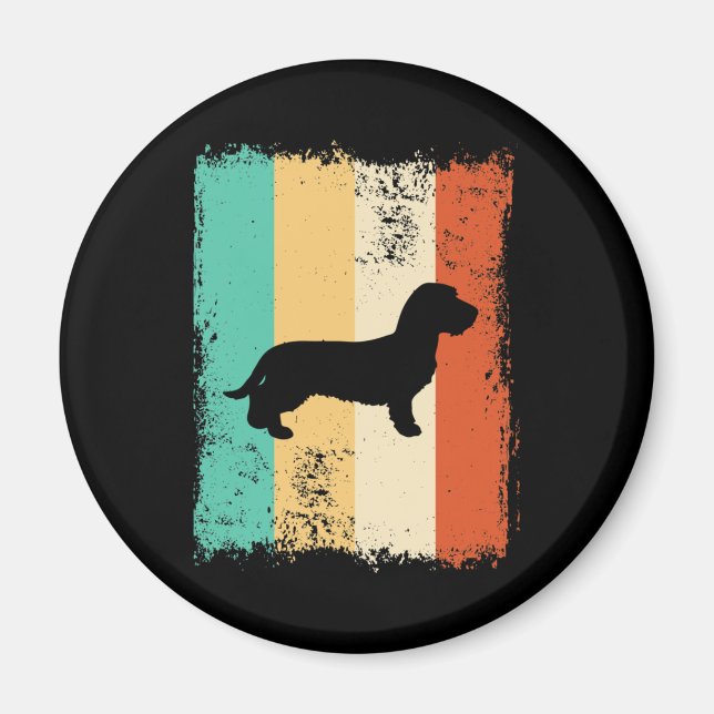 Vintage Retro Dachshund Wireh Magnet (Framsidan)