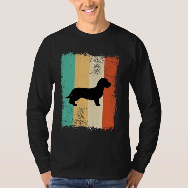 Vintage Retro Dachshund Wirehaired T Shirt (Framsida)