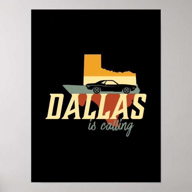 Vintage Retro Dallas Texas USA City Karta Poster (Framsidan)