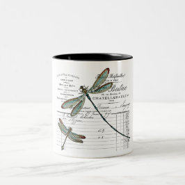 Vintage, Retro Design Frankreich - Libelle, Insekt Två-Tonad Mugg