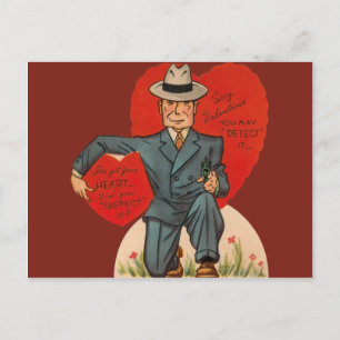 Vintage Retro Detektiv Valentine Card Helg Vykort