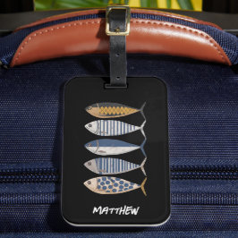 Vintage Retro Distress Sardine,Anpassningsbar Fish Bagagebricka