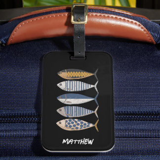 Vintage Retro Distress Sardine,Anpassningsbar Fish Bagagebricka