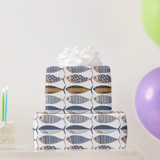 Vintage Retro Distress Sardines, fiskare Presentpapper (Festgåvor)