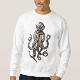 Vintage Retro Diving Kostym Octopus Graphic Design Lång Ärmad Tröja