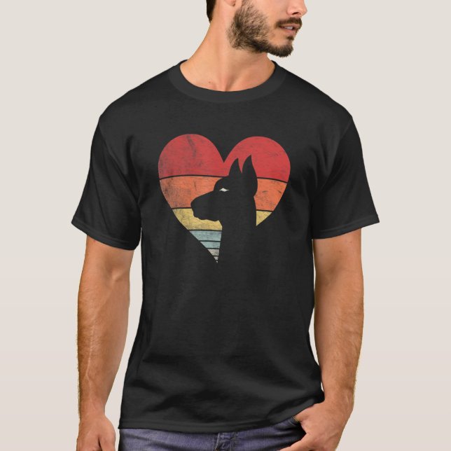Vintage Retro Doberman Heart Silhouette Valentine' T Shirt (Framsida)