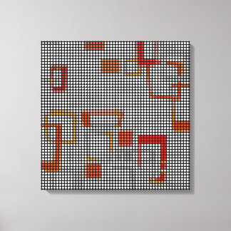Vintage Retro Dots Disco Mönster Wrapped Canvas