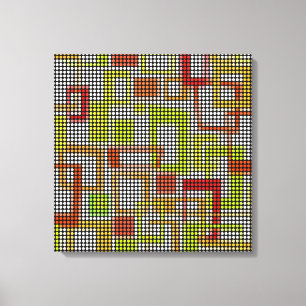 Vintage Retro Dots Disco Mönster Wrapped Canvas #2