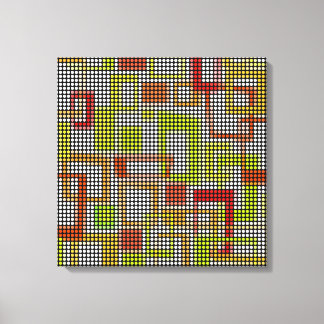 Vintage Retro Dots Disco Mönster Wrapped Canvas #2