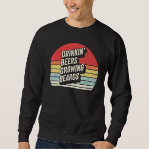 Vintage Retro Drinkin Öl Growing Beards Beer Lång Ärmad Tröja