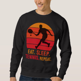 Vintage Retro Eat Sleep Tennis Repeat Lång Ärmad Tröja