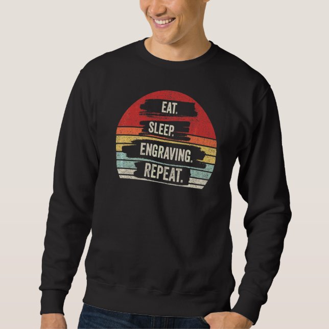 Vintage Retro Eat Sömnläge Repea Lång Ärmad Tröja (Framsida)
