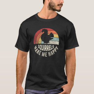 Vintage Retro-ekorrar gör mig till Lycklig-djur T Shirt